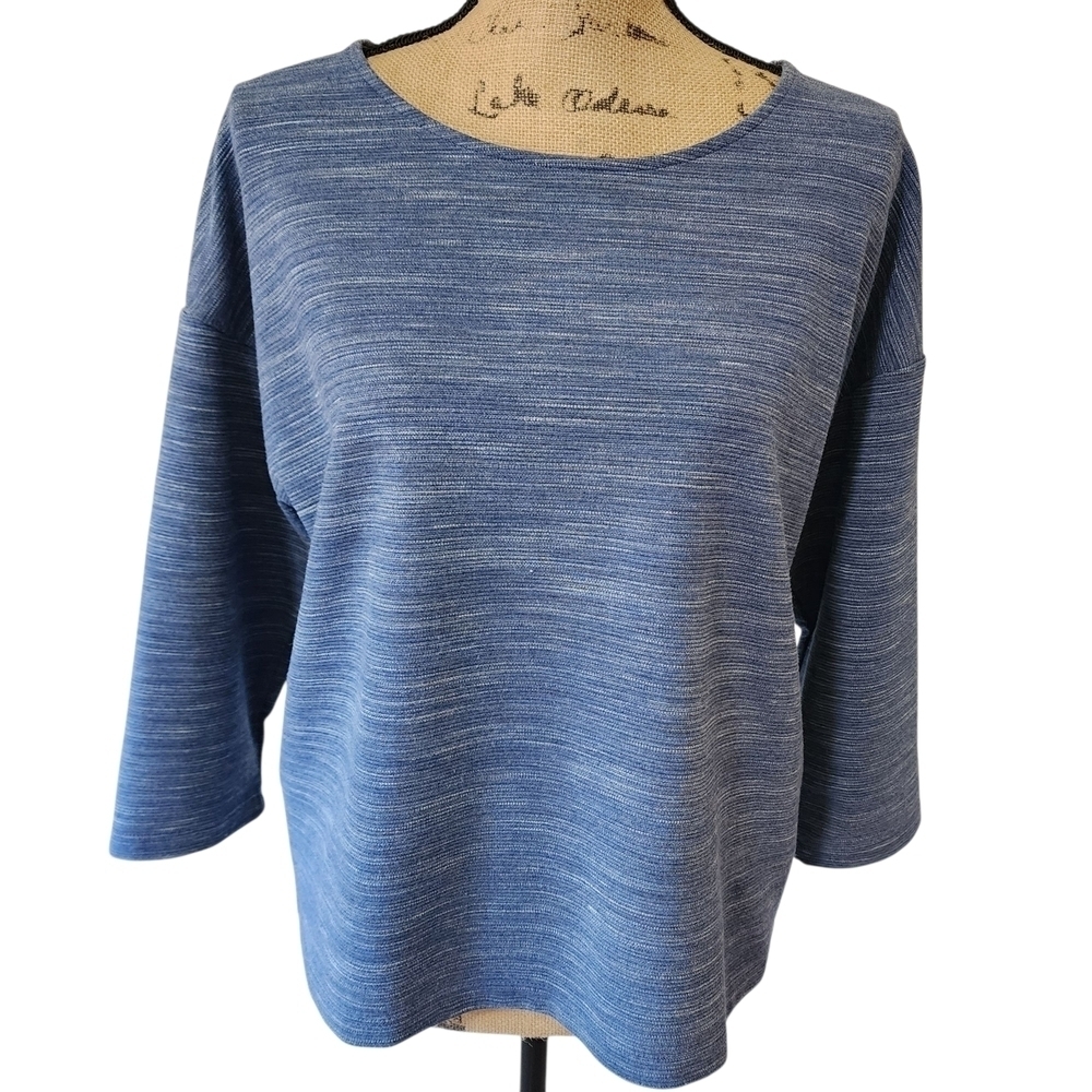 Chico’s Blue 3/4 Sleeve Stretch Top Size 1 (M 8/10) - Picture 1 of 8